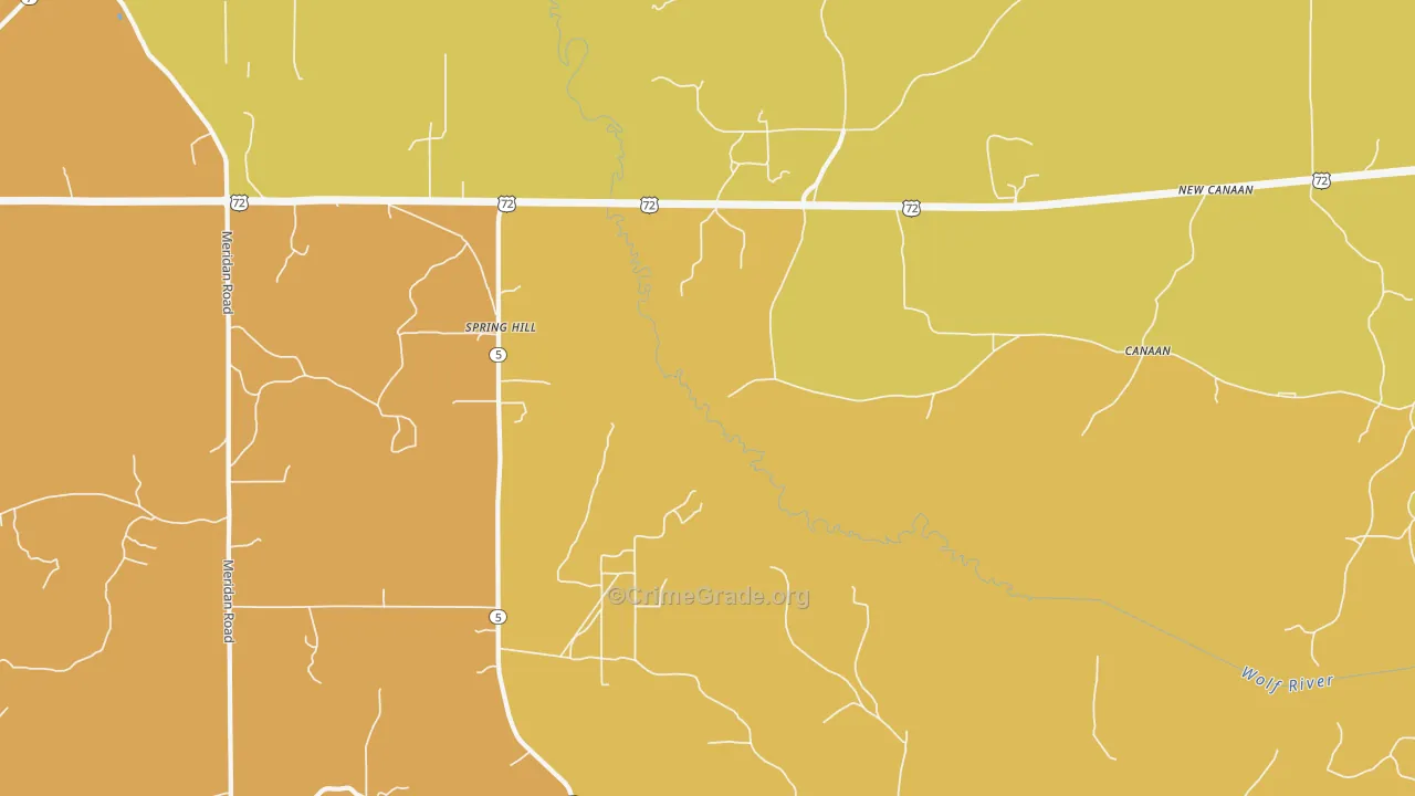 Spring Hill, MS Map of Murder Rates