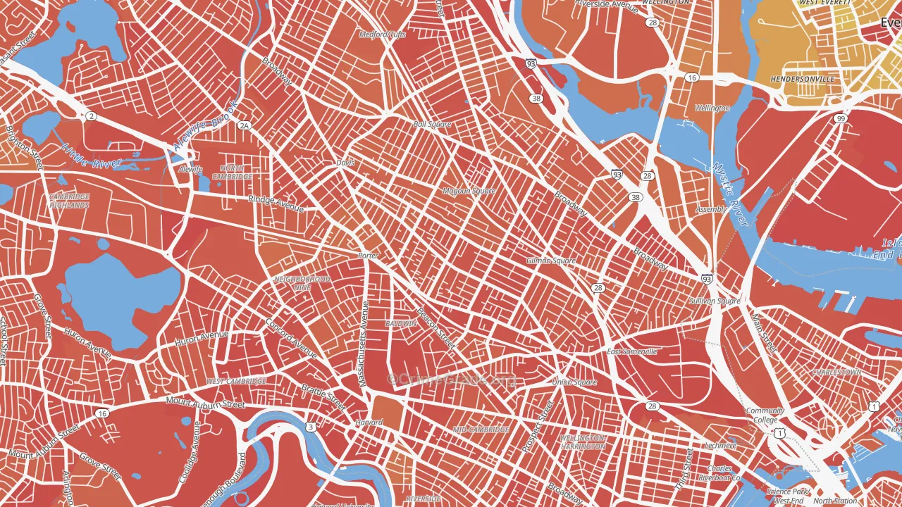 Spring Hill, Somerville, MA Map of Murder Rates