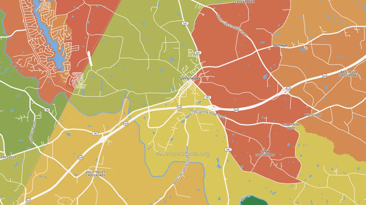 Spring Hope, NC Map of Murder Rates