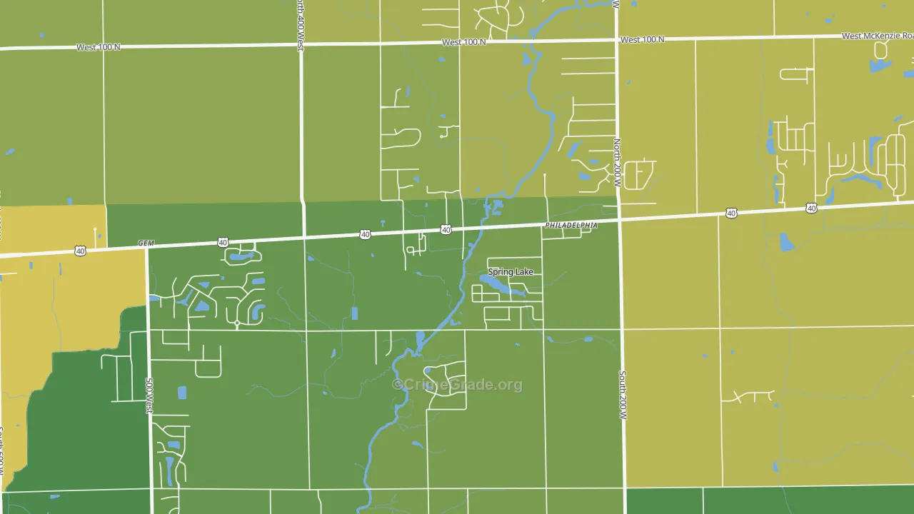 Spring Lake, IN Map of Murder Rates