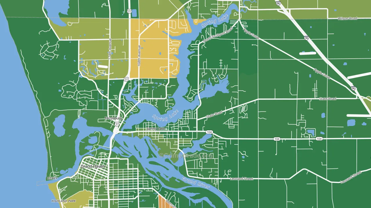 Spring Lake, MI Map of Murder Rates