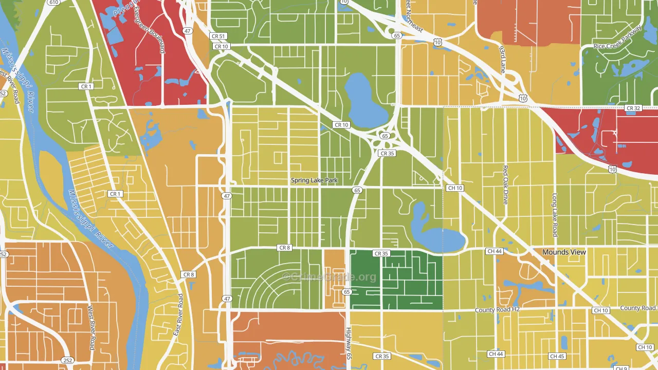 Spring Lake Park, MN Map of Murder Rates
