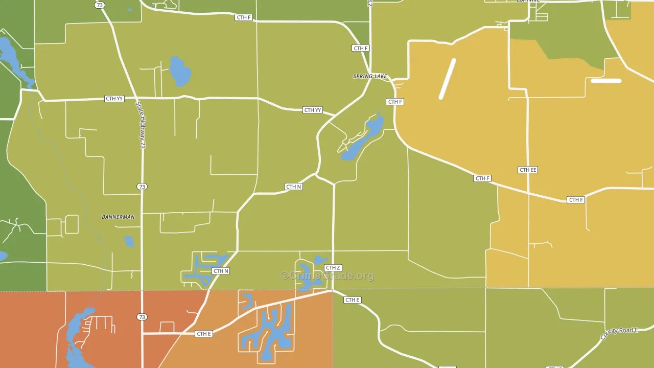 Spring Lake, WI Map of Murder Rates