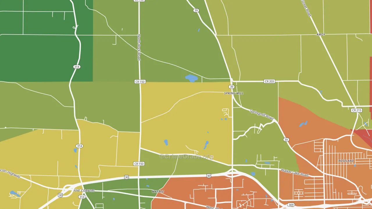 Spring Mill, OH Map of Murder Rates
