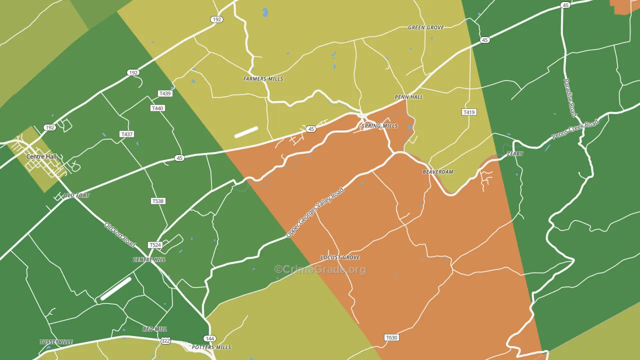 Spring Mills, PA Map of Murder Rates