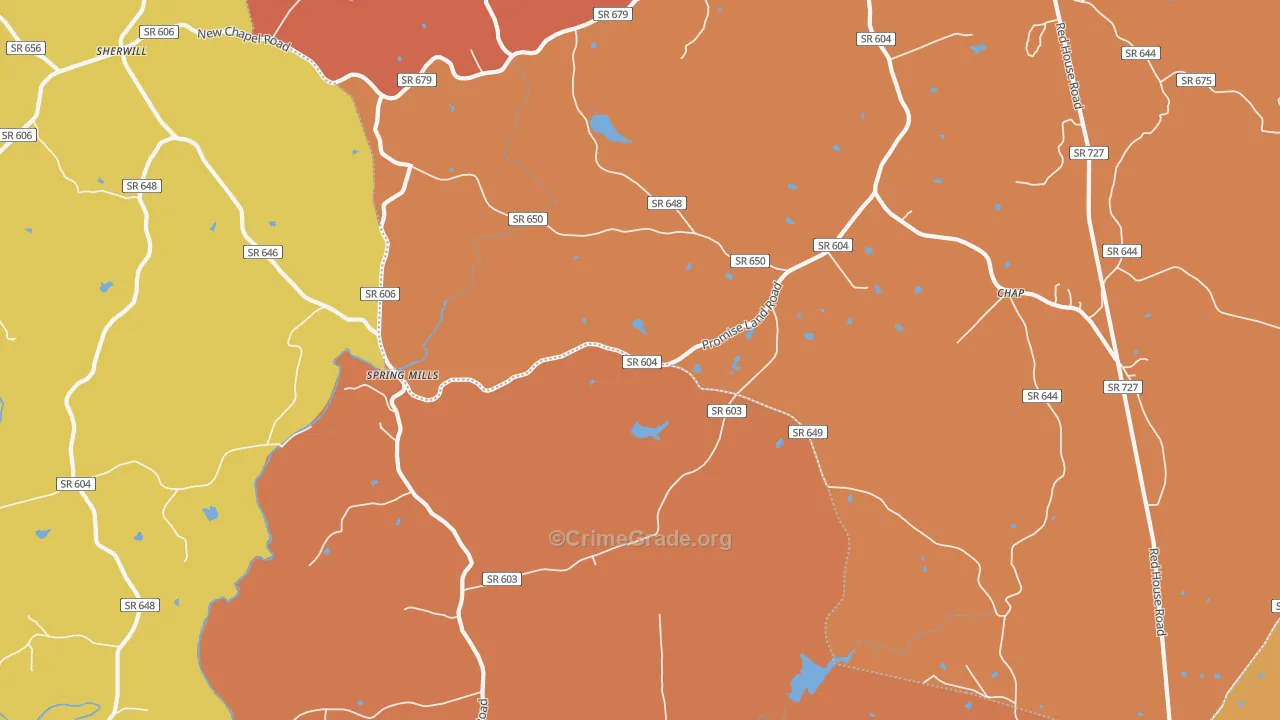 Spring Mills, VA Map of Murder Rates