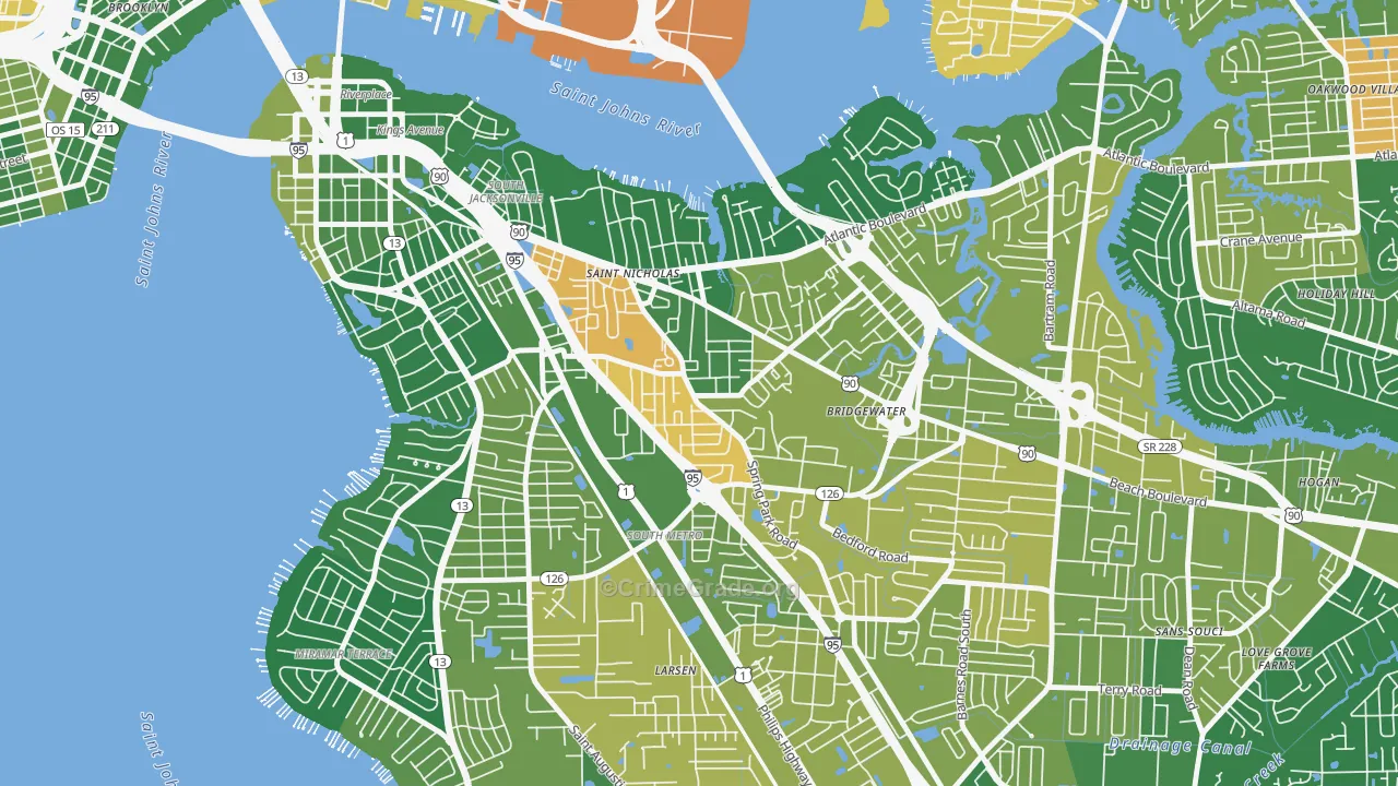 Spring Park, Jacksonville, FL Map of Murder Rates