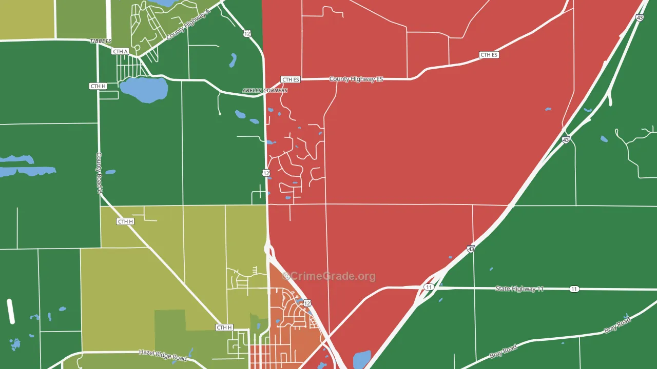 Spring Prairie, WI Map of Murder Rates