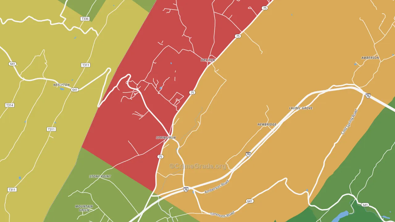 Spring Run, PA Map of Murder Rates