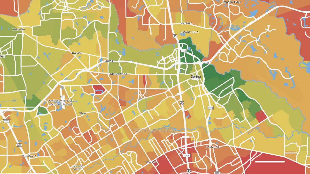 Spring, TX Map of Murder Rates