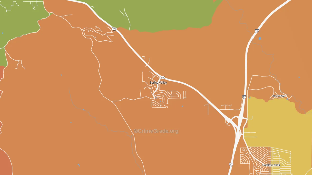Spring Valley, AZ Map of Murder Rates