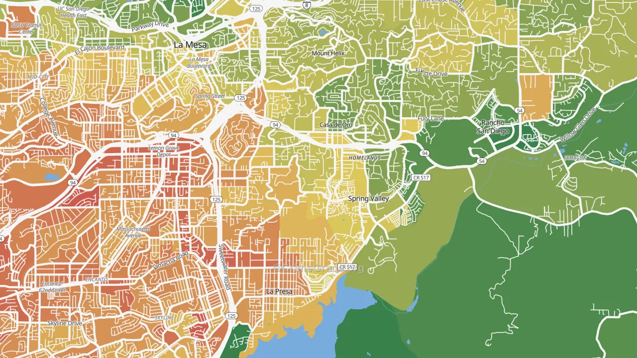 Spring Valley, CA Map of Murder Rates