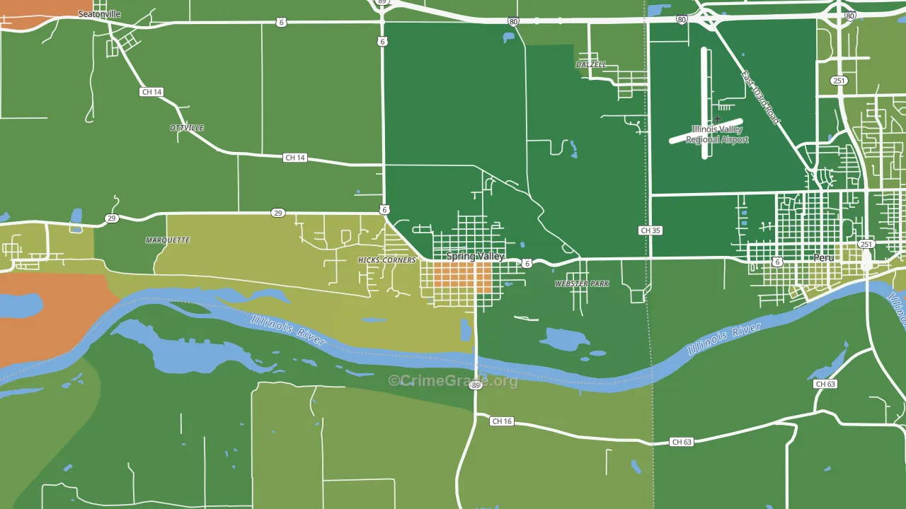 Spring Valley, IL Map of Murder Rates