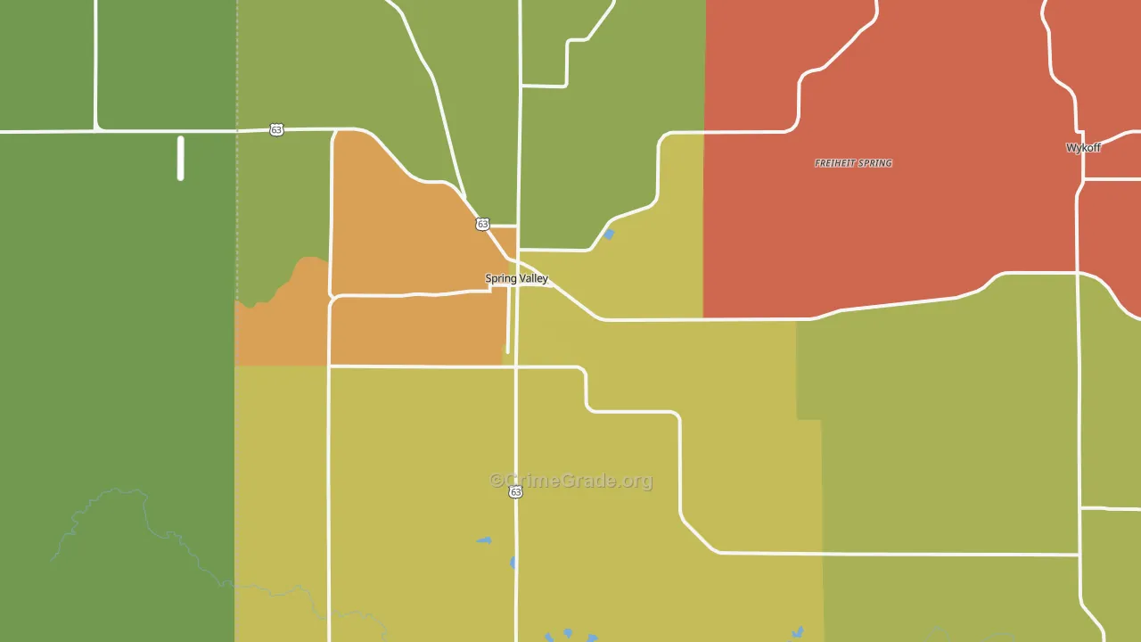 Spring Valley, MN Map of Murder Rates