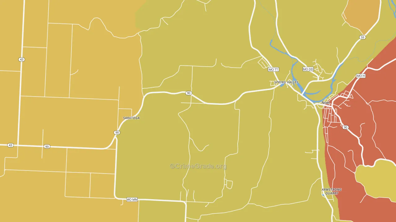 Spring Valley, MO Map of Murder Rates