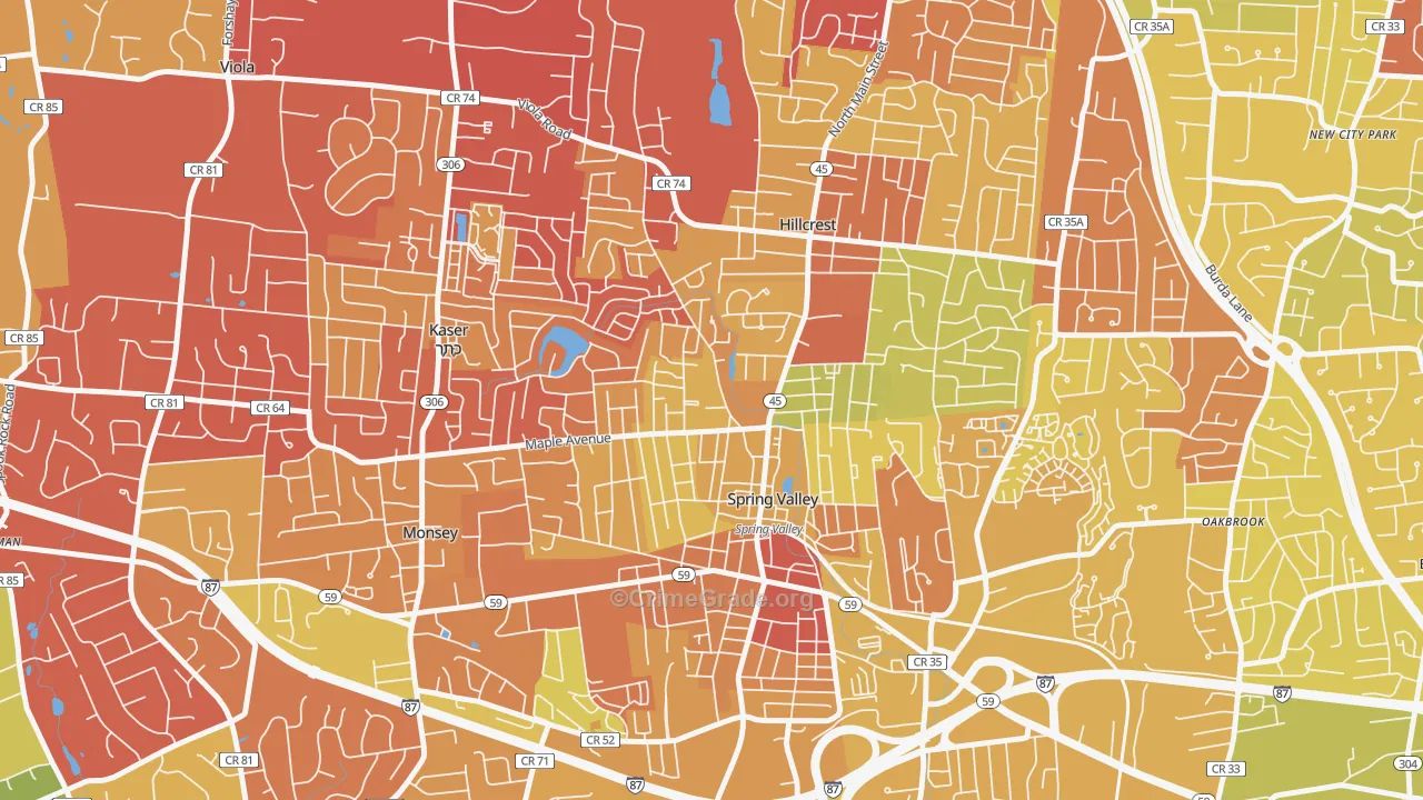 Spring Valley, NY Map of Murder Rates