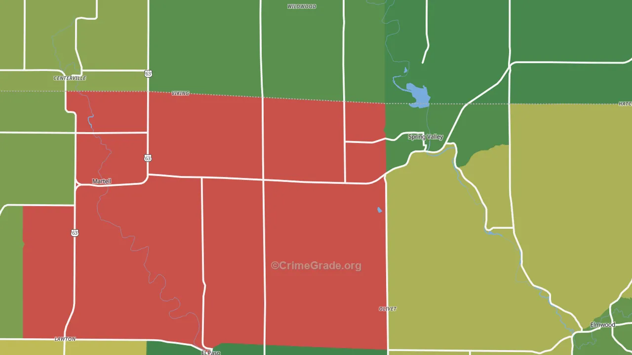 Spring Valley, WI Map of Murder Rates