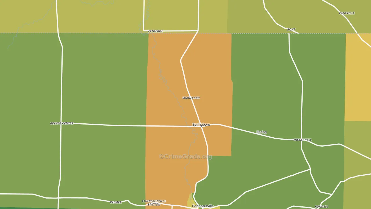 Springboro, PA Map of Murder Rates
