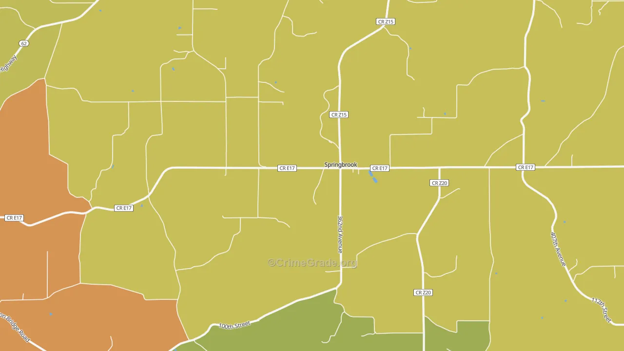 Springbrook, IA Map of Murder Rates