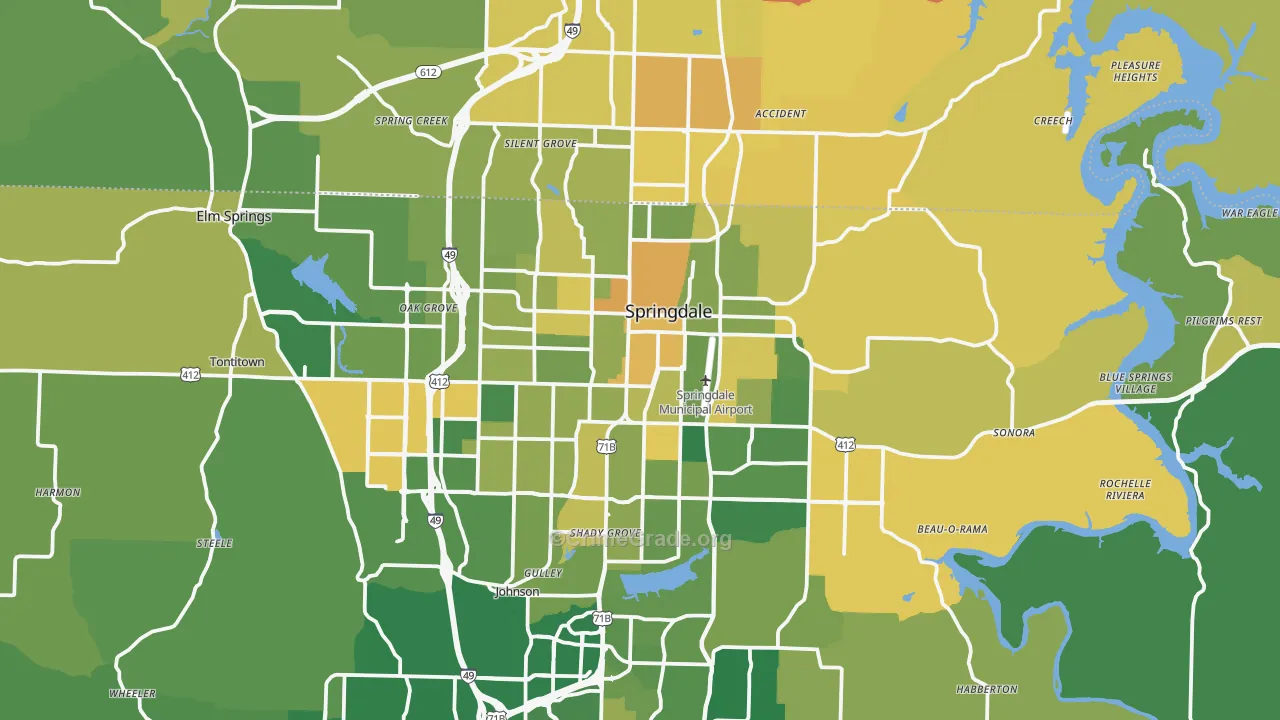 Springdale, AR Map of Murder Rates