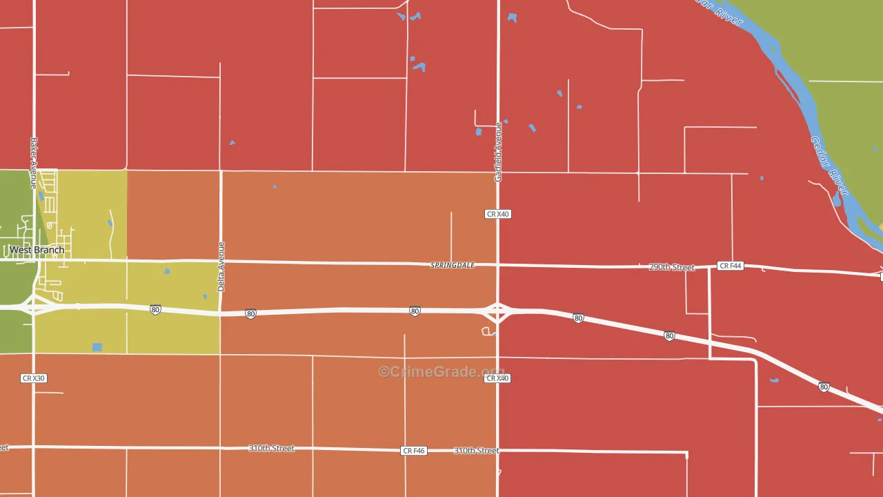 Springdale, IA Map of Murder Rates