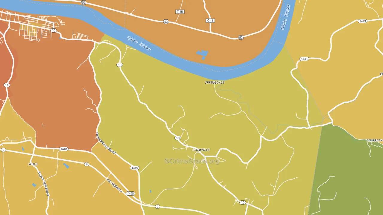 Springdale, KY Map of Murder Rates
