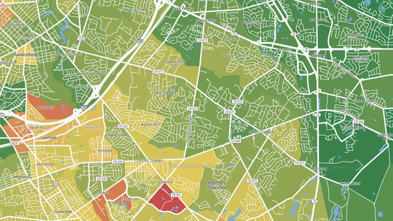 Springdale, NJ Map of Murder Rates