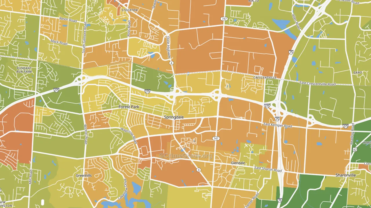 Springdale, OH Map of Murder Rates
