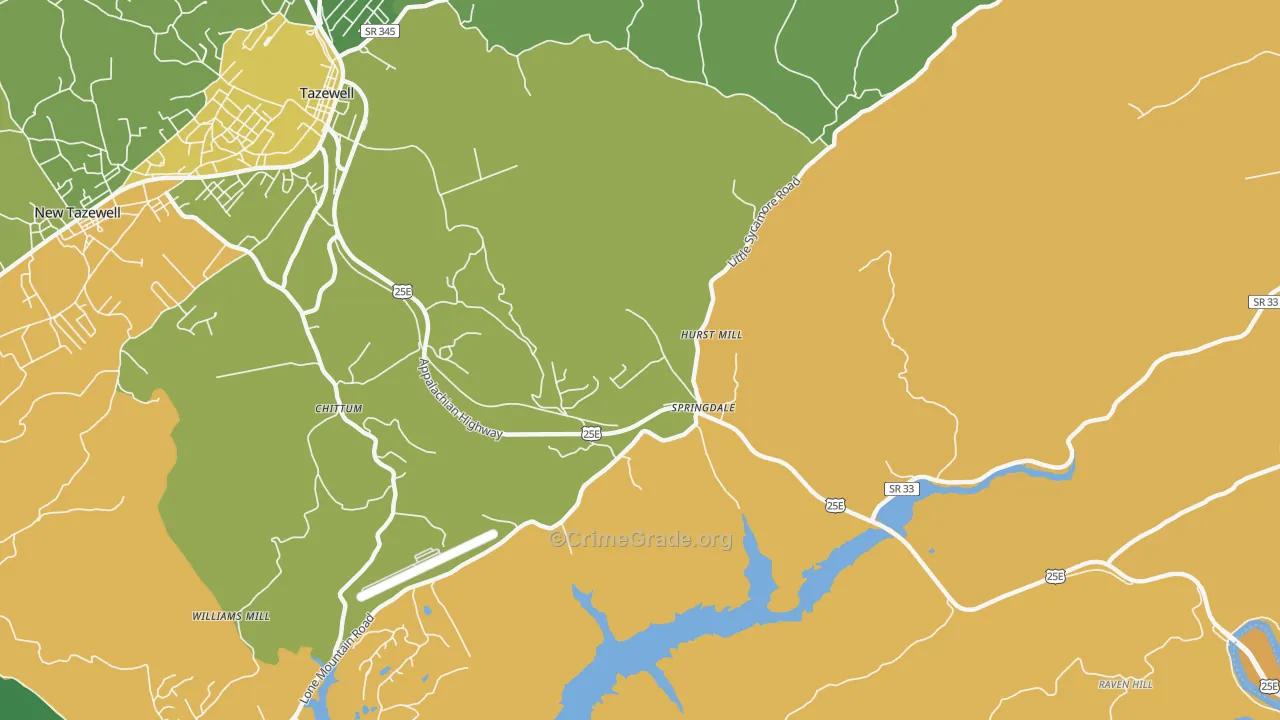 Springdale, TN Map of Murder Rates