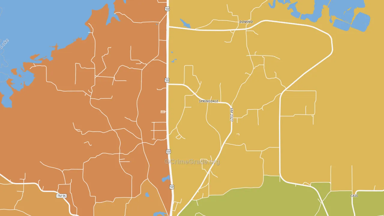 Springdale, TX Map of Murder Rates