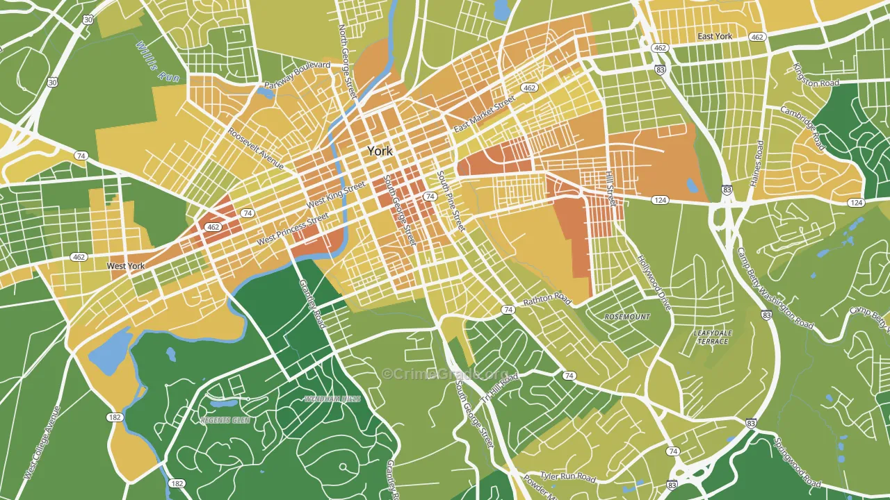 Springdale, York, PA Map of Murder Rates