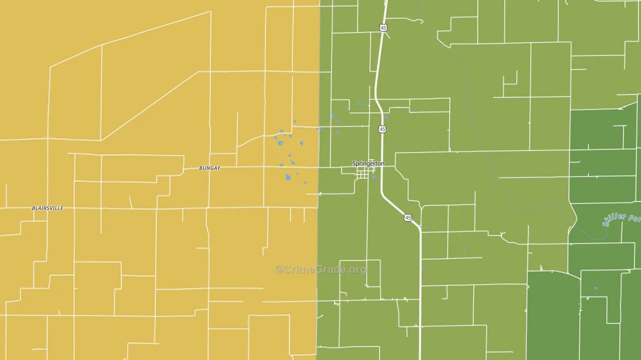 Springerton, IL Map of Murder Rates