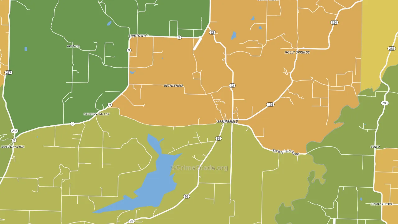 Springfield, AR Map of Murder Rates