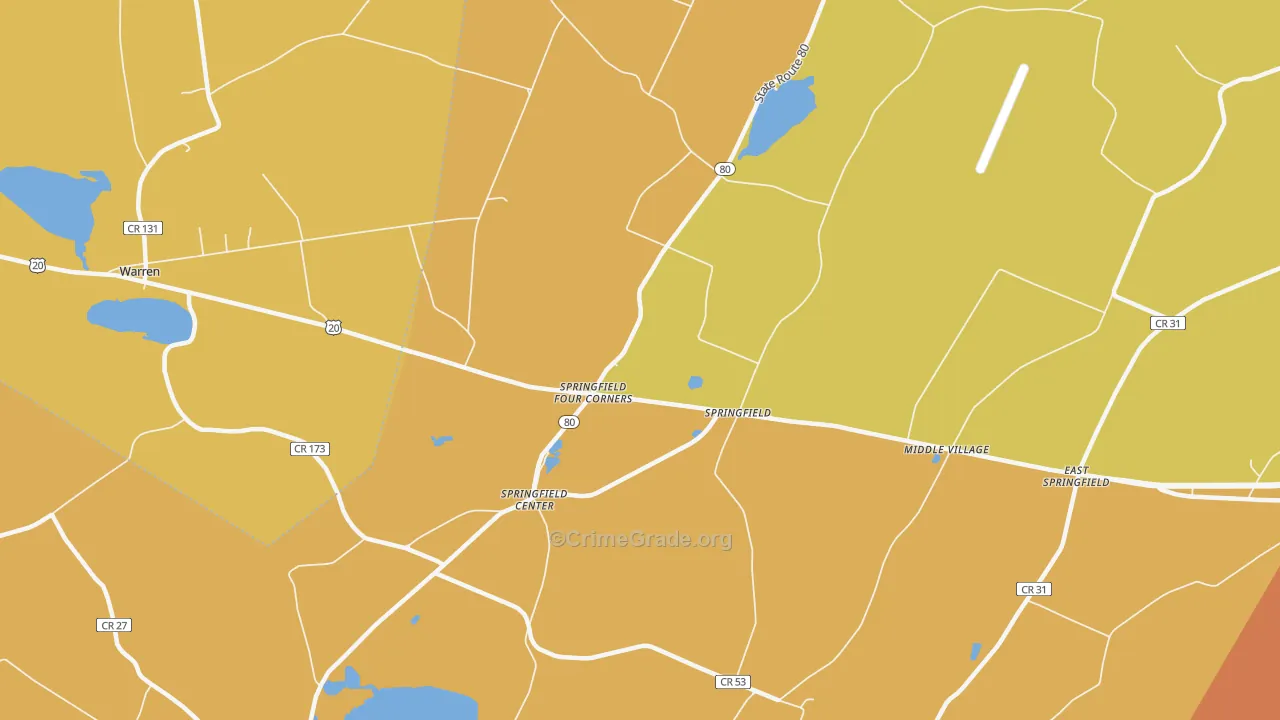 Springfield Center, NY Map of Murder Rates