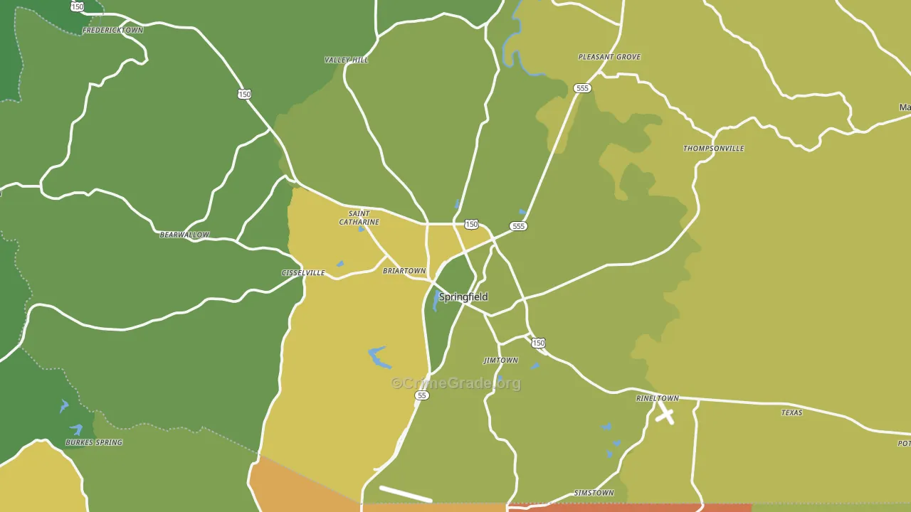 Springfield, KY Map of Murder Rates