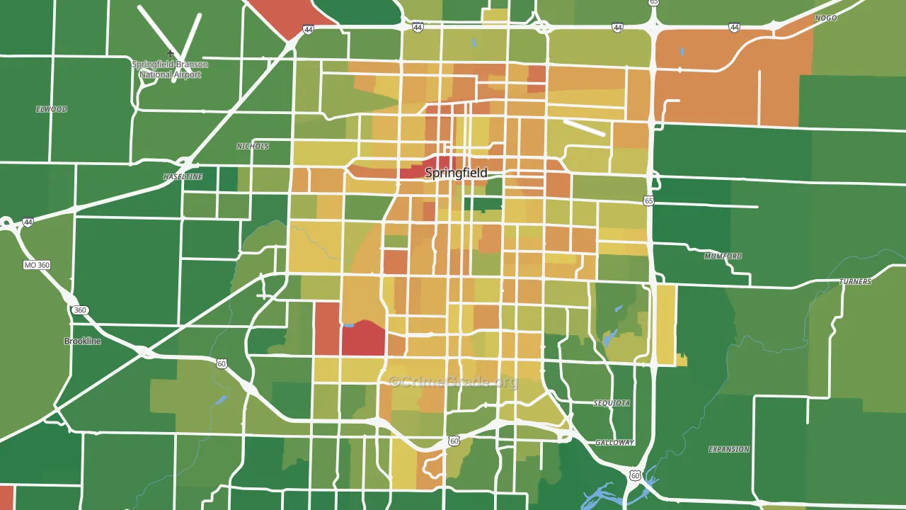 Springfield, MO Map of Murder Rates
