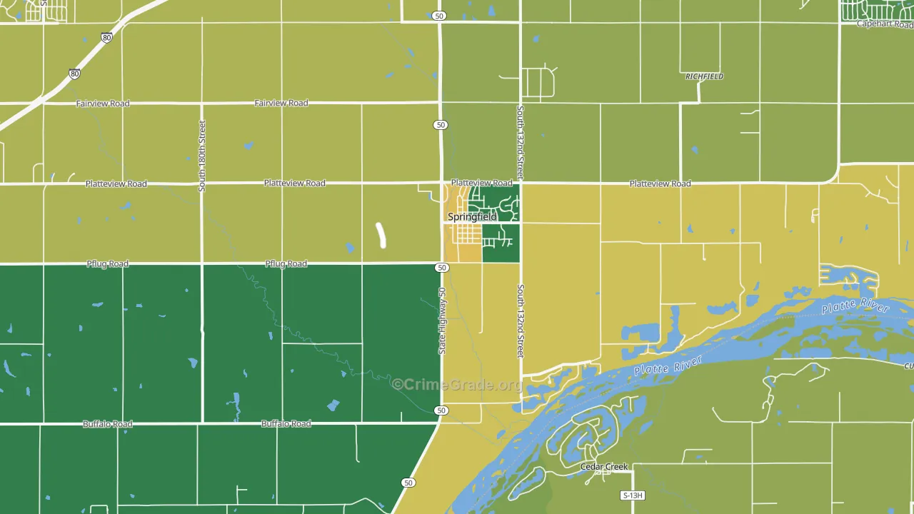 Springfield, NE Map of Murder Rates