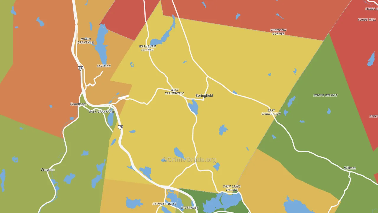 Springfield, NH Map of Murder Rates