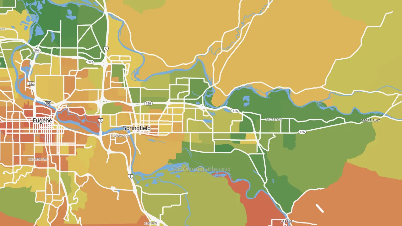 Springfield, OR Map of Murder Rates