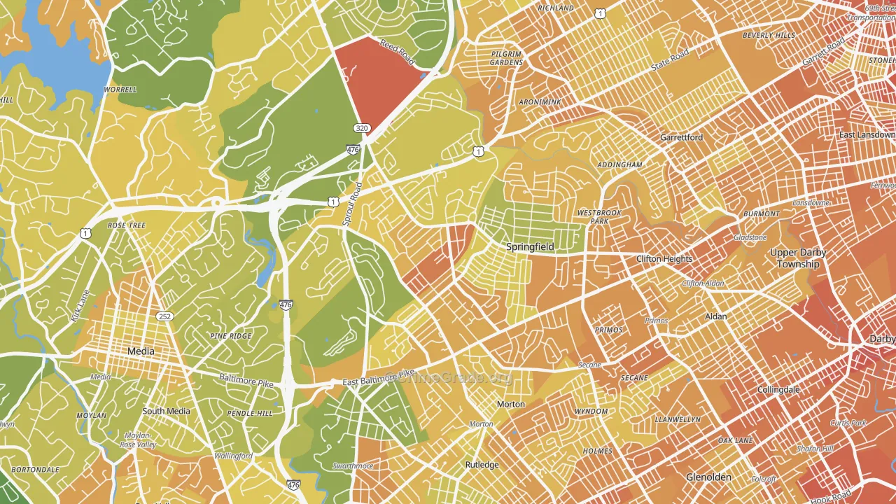 Springfield, PA Map of Murder Rates