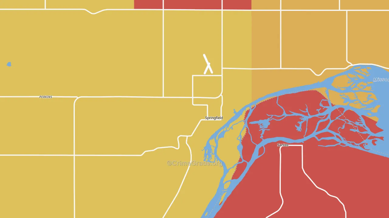 Springfield, SD Map of Murder Rates