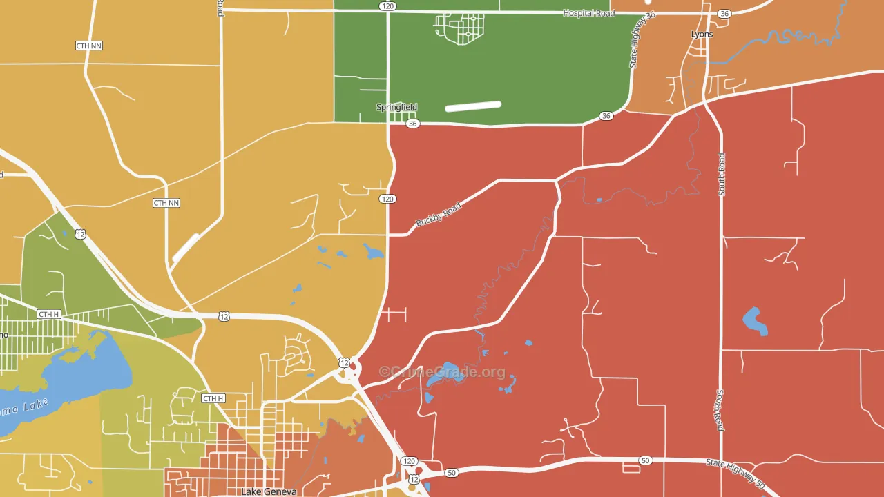 Springfield, WI Map of Murder Rates