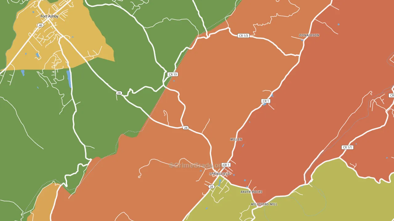 Springfield, WV Map of Murder Rates