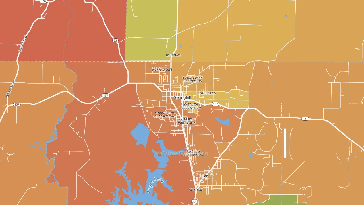 Springhill, LA Map of Murder Rates