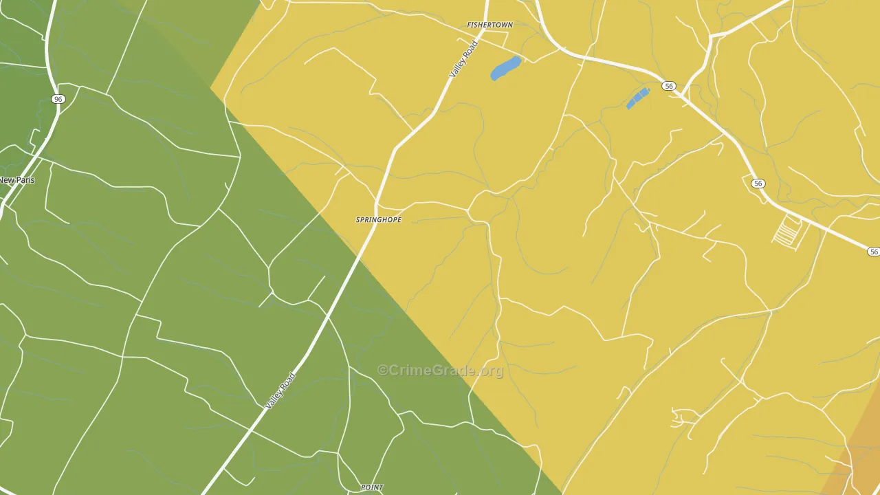 Springhope, PA Map of Murder Rates