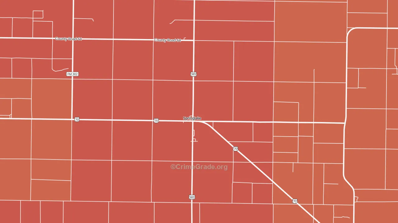 Springlake, TX Map of Murder Rates