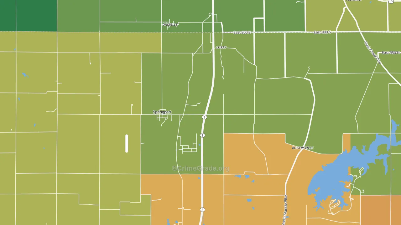 Springport, IN Map of Murder Rates