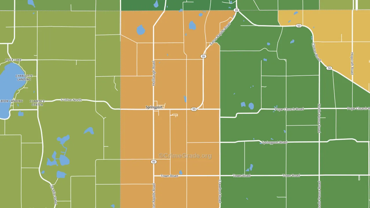 Springport, MI Map of Murder Rates