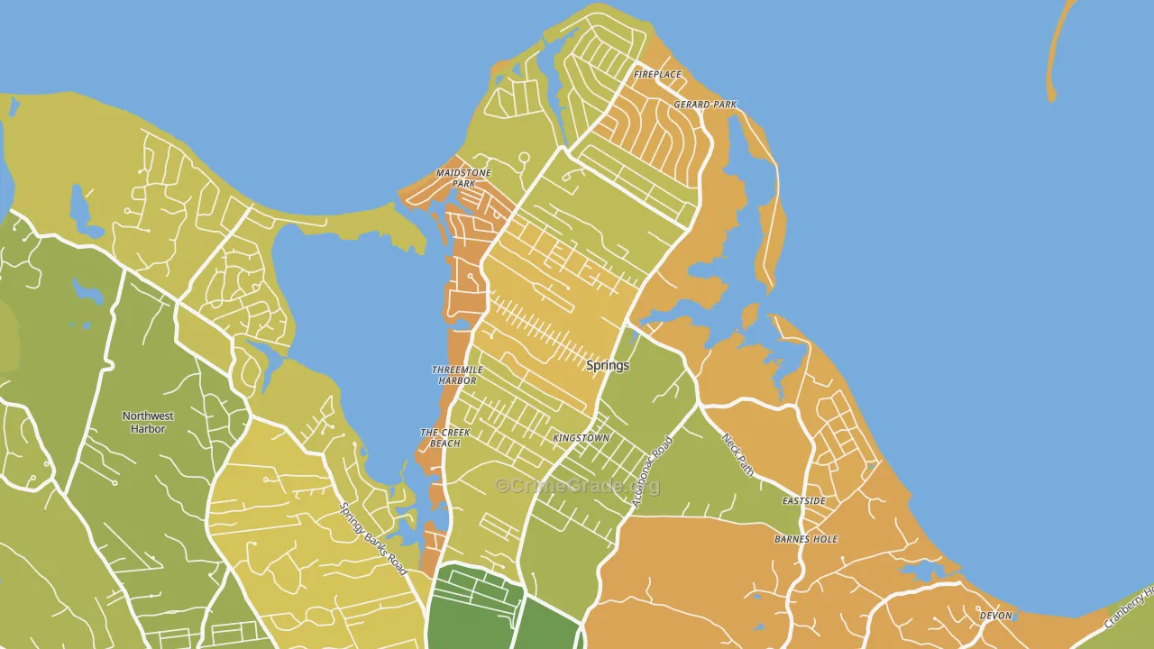 Springs, NY Map of Murder Rates
