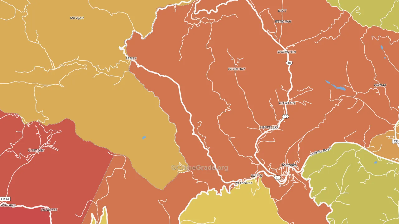 Springton, WV Map of Murder Rates